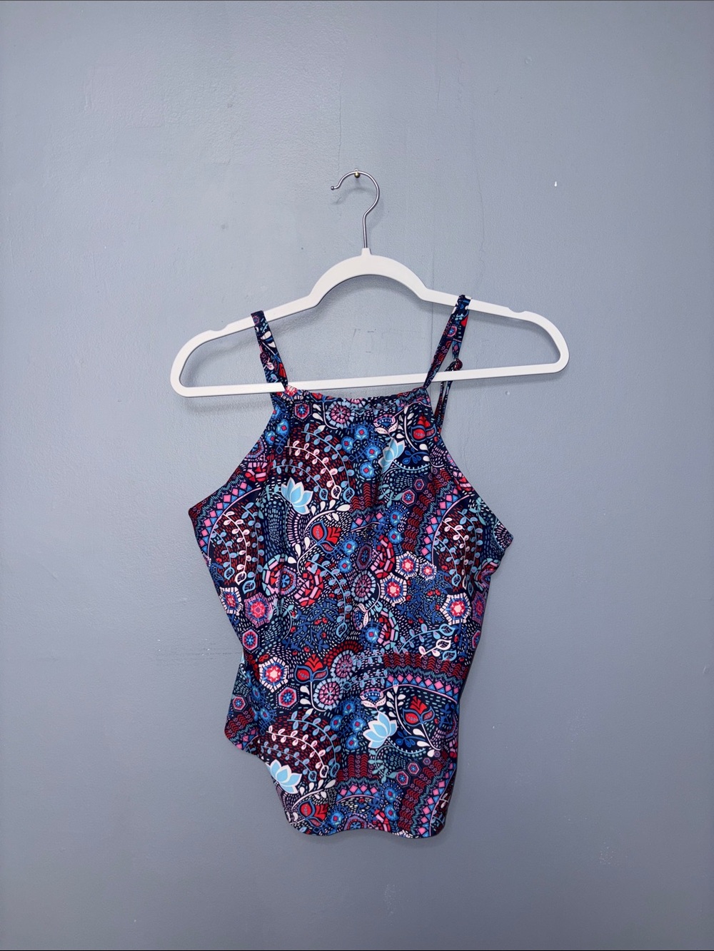 Blue Printed Swim TankTop